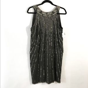 J Kara Grey Sequin Sleeveless Drop Waist Dress